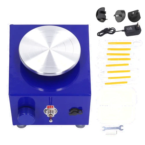 Fowinker Mini Pottery Wheel, 2000 RPM Speed Adjustable Pottery Wheel Art Craft Kit Ceramic Wheel with Sculpting Clay Electric Small Pottery Wheel for Kids, Beginners for Art Craft Work Molding