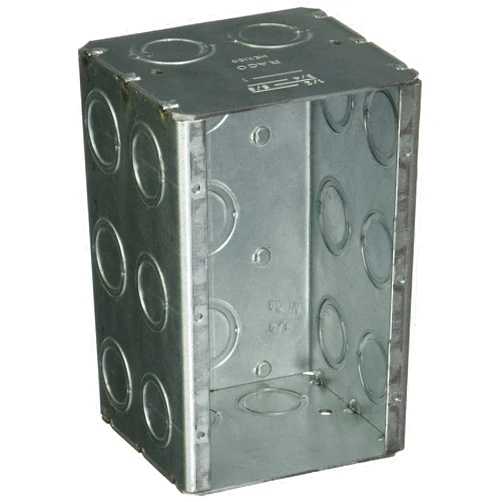 RACO Hubbell Raco 3-Gang Masonry Box, Nongangable, Nineteen Concentric KO’s, Gray, 3-3/4
