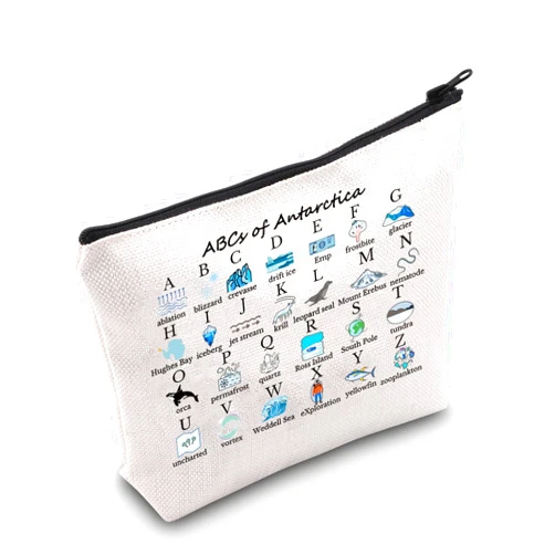 MEIKIUP Antarctica Geography Travel Makeup Bag Antarctica Travel Souvenirs ABCs of Antarctica Cosmetic Bag (Antarctica Bag)
