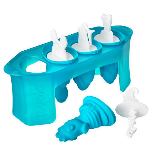 Tovolo Silicone Popsicle Molds with Sticks (Ocean Friends) - Ice Pop Molds with 4 Cavities for Homemade Flavored Ice Pops & Frozen Snacks - Popsicle Maker with Drip-Guards, Dishwasher Safe & BPA-Free