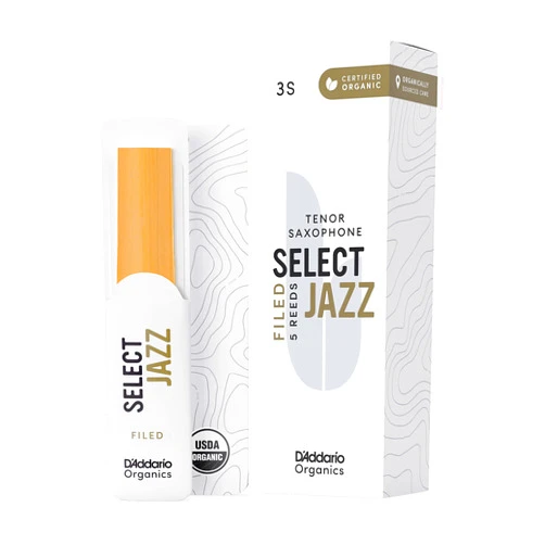 Rico D'Addario Select Jazz Filed Sax First & Only Organic 3 Soft, 5 Pack Tenor Saxophone Reeds (ORSF05TSX3S)