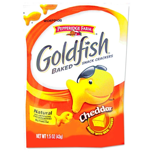 Goldfish Pepperidge Farm 13539 Goldfish Crackers, Cheddar, Single-Serve Snack, 1.5oz Bag, 72/Carton