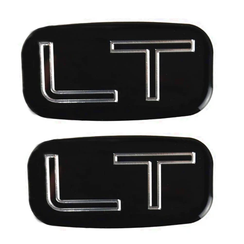 CDD 2pcs LT Emblems 3D Sticker Nameplate Replacement for 99-07 15036136 Chevrolet Silverado Suburban Tahoe Chevy GM (Chrome/Black)
