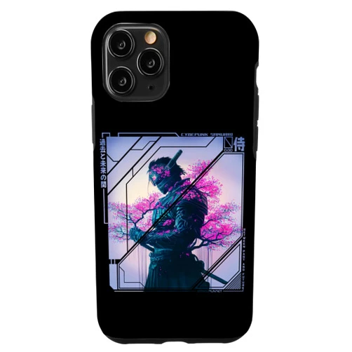 The Ghost Samurai Sword iPhone 11 Pro Cyberpunk Samurai with cherry blossom accents Case