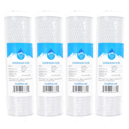 Denali Pure 4-Pack Replacement for Compatible with Proline Proline Plus Activated Carbon Block Filter - Universal 10 inch Filter Compatible with Proline Plus Five Stage RO System - Denali Pure Brand