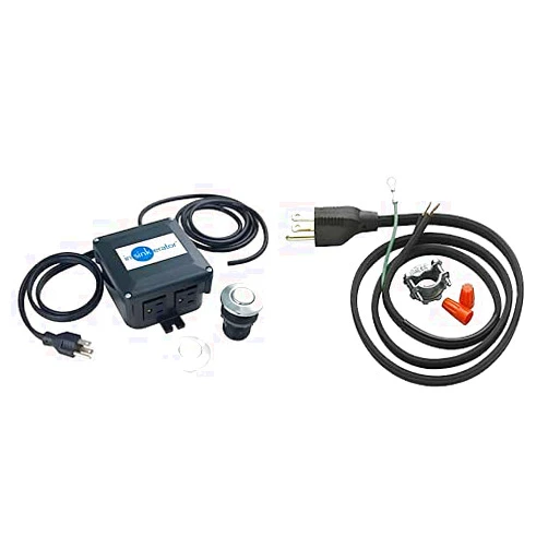 InSinkErator Air Switch Garbage Disposal Button Dual Outlet + Power Cord Kit, STS-00, CRD-00 Chrome/White