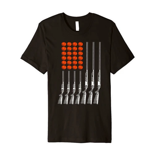 Patriotic Clay Pigeon Target Sporting Lover Outfit American Flag Trap Shooting Funny Skeet Sport Gift Men Women Premium T-Shirt