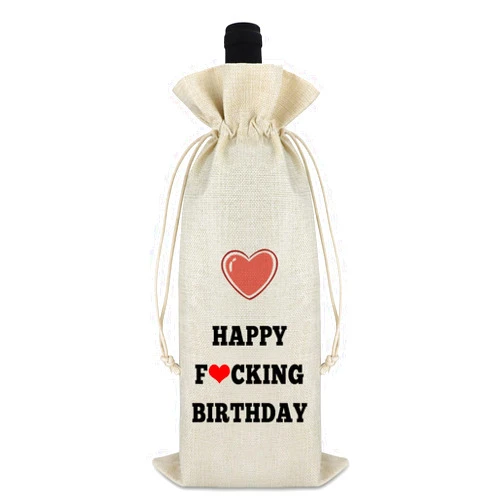 Gfhzdmf Funny Birthday Wine Bag Birthday Gift for Women Men Birthday Party Decor Drawstring Burlap Wine Bottle Bag 20th 30th 40th 50th Birthday Gifts for Friend Boss Teacher Wine Lovers Reusable Wine Wrap Bag