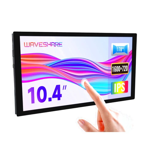 waveshare 10.4inch QLED Quantum Dot Display, 1600×720 Resolution, Compatible with Raspberry Pi 5/4B/3B/Zero/Zero W/Zero 2W/Pico/Pico W/Pico WH, Jetson Nano and PC