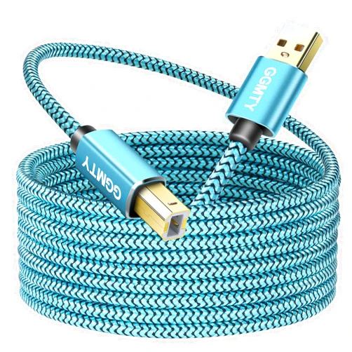 GGMTY 10ft USB 2.0 Printer Cable, High Speed, Tangle Free, Compatible with HP, Canon, Dell, Epson, Xerox and More