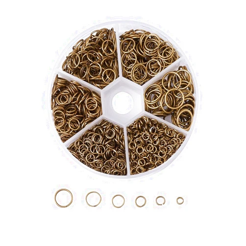 PH PandaHall Pandahall 1Box/1745pcs Iron Open Round Jump Rings Split Rings Single Loop for Jewelry Makings 4mm/5mm/6mm/7mm/8mm/10mm Antique Bronze Nickle Free