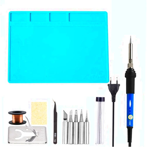 ZEFS--ESD Soldering Iron Kit Electric Soldering Iron Kit Adjustable Temperature 60W / 80W LCD Electric Solder Rework Iron Station Welding Tools Accessories for Welding (Color : 60W Soldering Kit)