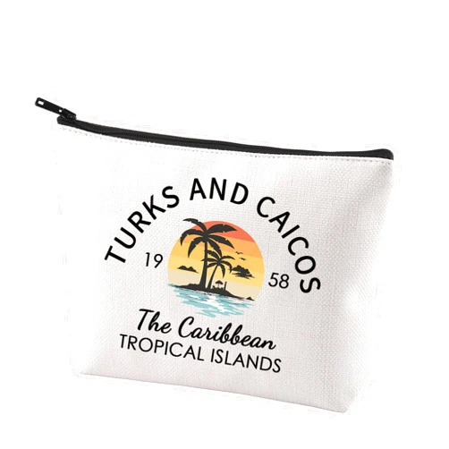 CENWA Turks and Caicos Gift Caribbean Islands Travel Zipper Pouch Bag Turks and Caicos Souvenir Honeymoon Gift Trips Gift (Turks and Caicos)