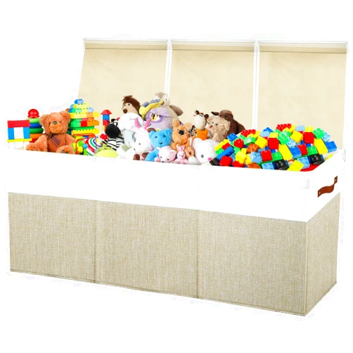 Storasier Large Toy Box Chest,Toy Storage Organizer,Storage Bins with Lids,Stuffed Animal Storage,Toy Bins for Kids,Toddlers,Baby,Girls,Nursery,Living Room,playroom(Beige)