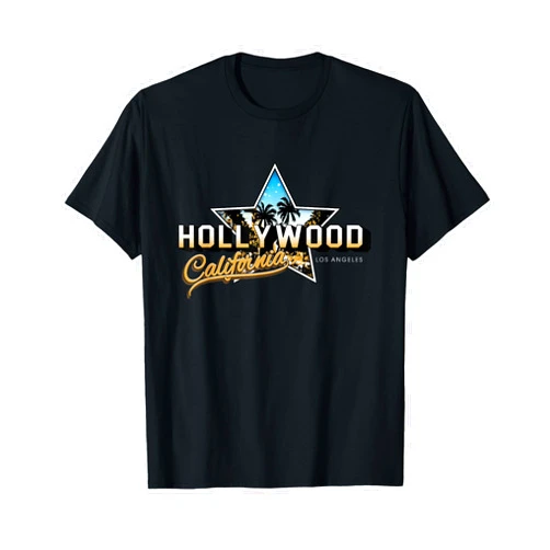 Bahaa's Tee Cool Hollywood Los Angeles California Stars Novelty Graphic T-Shirt