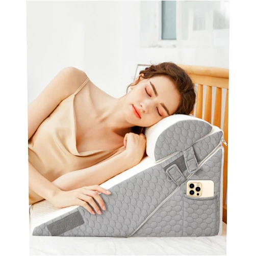 YIHATA Bed Wedge Pillow for Sleeping, Memory Foam Wedge Pillow Set for Post Surgery 12 Inch Adjustable Triangle Pillow Wedge with Washable Cover for Legs, Back Pain, Snoring, Alleviate Acid Reflux