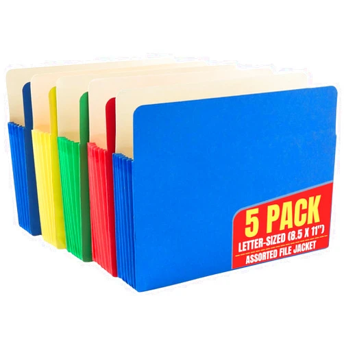 1InTheOffice File Jackets Letter Size, Expanding File Pockets, 3.5