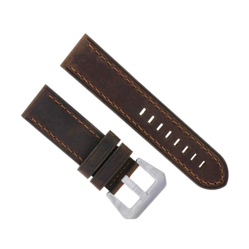 Ewatchparts 24MM COW LEATHER WATCH BAND STRAP COMPATIBLE WITH PANERAI GMT LUMINOR RADIOMIR WATCH D/BROWN