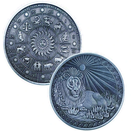 Gimilang 12 Constellation Challenge Coin Lucky Coin, Birthday Present Gift for Him or Her (Leo)