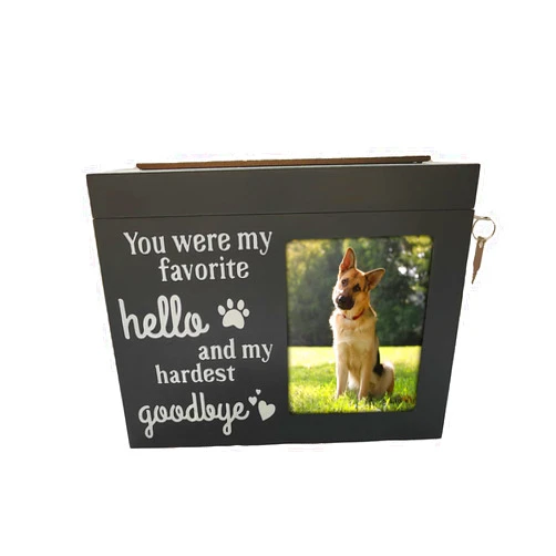 FORFAXE Dog Urns for Ashes Large, Wooden Pet Urns for Dogs Cats with Writable Blackboard & Key, Lockable Dog Ashes Keepsake, Dog Remembrance Gift,Black