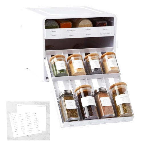 YouCopia SpiceStack® Adjustable Spice Rack Organizer, Pull-Down 24-Bottle Seasonings and Spices Holder for Kitchen Cabinet and Pantry Organization with 104 Included Labels | Adjustable, Organizer, Seasonings, Spices Holder, Kitchen Cabinet