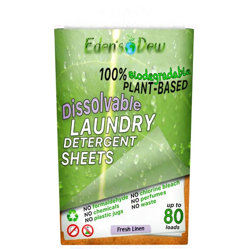 EDEN'S DEW Laundry Detergent Sheets | Biodegradable | Up to 80 Loads- 40 Sheets | Plant Based | Concentrated Liquidless Laundry Soap | No Plastic Jugs (Fresh Linen Scent, 1 pack)