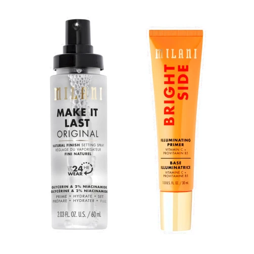 Milani Make It Last Original - Natural Finish Setting Spray 3-in-1 Setting Spray and Primer- Prime + Correct + Set & Milani Bright Side Primer for Makeup