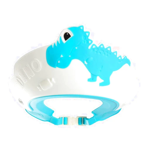 Thcbme Baby Shower Cap Shield, Shower Cap for Kids, Visor Hat for Eye and Ear Protection for 0-9 Years Old Children,Cute Dinosaur/Crocodile/Hippo shape Makes the Baby Bath More Fun (Dinosaur, Blue)