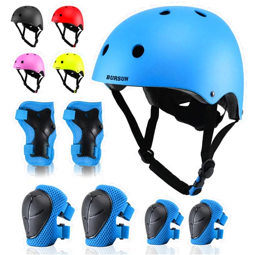 BURSUN Kids Bike Helmet Set, Adjustable Toddler Helmet for Ages 2-8 Kids with Knee, Elbow & Wrist Pads | Multi-Sport Helmet for Skateboard Cycling Scooter Rollerblading