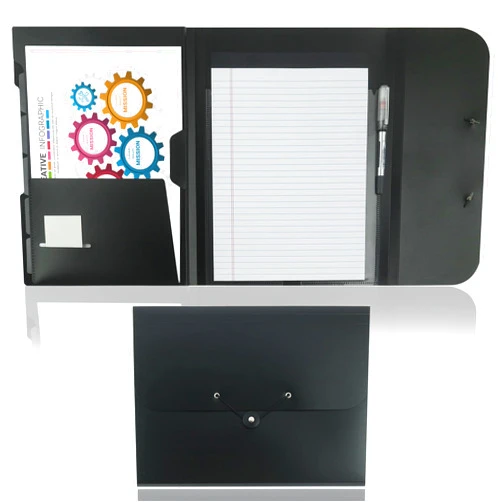 JIMEIQI Accordion File Organizer, 6 Pockets Versatile Document Organizer for Letter Size/A4 Paper/Receipts with One Notebook, Black Expanding File Folder for Office/School/Home/Travel