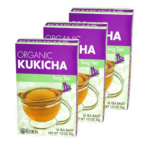 Eden Kukicha Organic Roasted Twig Tea, George Ohsawa Macrobiotic, Low Caffeine, 16 Unbleached Manila Tea Bags/Box