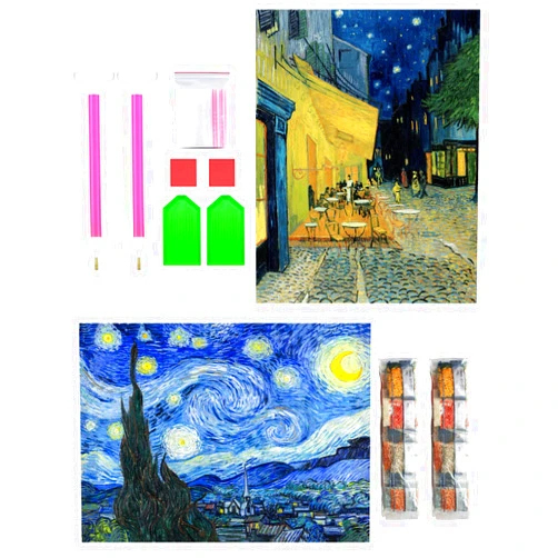 CAIDERY Diamond Painting Kits for Adults, Full Drill Paint by Number 5d Diamond Art, DIY Diamond Dots Gem Art for Beginners (Vangogh, 2 Pieces)