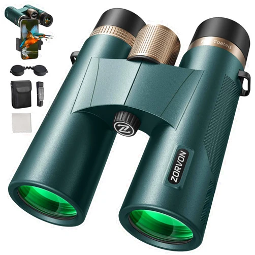 ZORVON 10x42 HD Binoculars for Adults, High Powered Binoculars with BAK4 Prism and Low Light Vision, Waterproof Binoculars with Large Eyepiece for Bird Watching, Hunting, Wildlife Viewing, Hiking, Travel