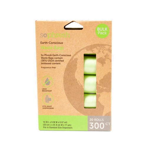 So Phresh Earth-Conscious 38% USDA Certified Biobased Carbon Content Dog Waste Bags Count of 300