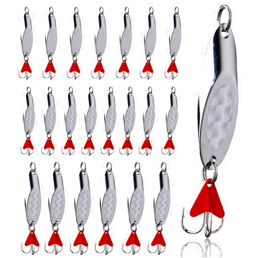 JSHANMEI Metal Spoon Casting Jigs Hard Fishing Lures with Treble Hooks Jigging Bait for Bass Salmon