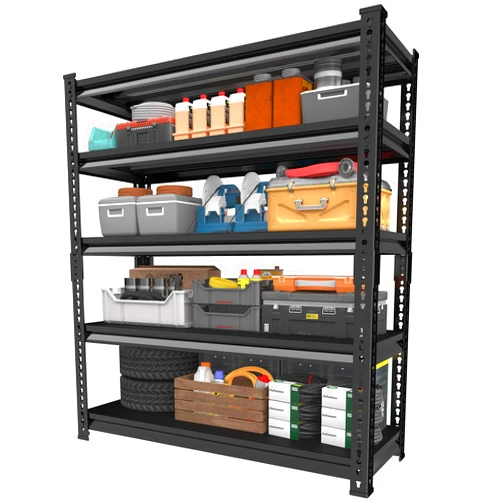 Huhaneon Utility Storage Garage Shelving - 48'' Wide 2,800 Lbs Heavy Duty 5 Tier Metal Shelves Adjustable - Freestanding Rack Units for Basement Kitchen Pantry - Black 48