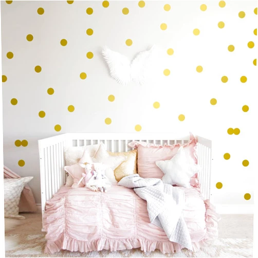 YouRfocus Gold Dots Wall Decals(200 Dots/2 Inch), Posh Polka Dots Wall Sticker for Girls Bedroom Playroom