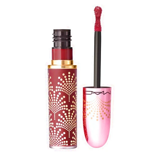 MAC Limited Edition Bubbles & Bows Collection Powder Kiss Liquid Lipcolour - Cheers Dears (Red Wine) - 0.17 fl oz / 5 mL