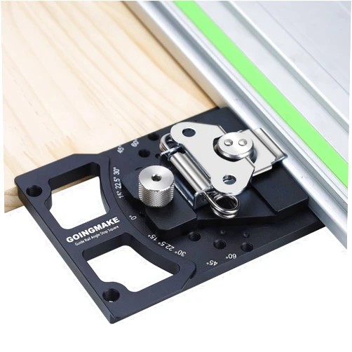 Goingmake Adjustable Angle Track Saw Square with -60° to 60° Quick Positive Angle Stop,Guide Rail Square,Protractor,90 Degree Right Angle Rail Square Guide Compatible with Festool and Makita