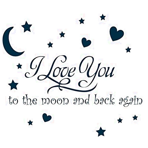 Decaltor I Love You to The Moon and Back Again Wall Sayings Vinyl Art Decal Quote Sticker Home Decal Sty1 (Glossy Black)
