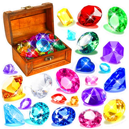 MARFOREVER Large Diving Gems Pool Toys, 48 PCS Big Colorful Diamonds with Big Pirate Treasure Chest Box Underwater Gemstone Swimming Toys for Kids Summer Swim Water Training Toys Gifts Games