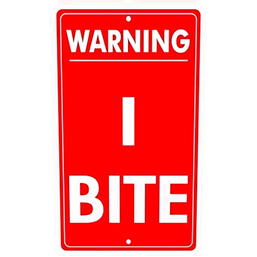 KSFEITING Retro Metal Tin Sign Wall Decor Tin Sign 8x12 Inches Warning I Bite Aluminum Metal Sign Vintage Signs Plates Printed