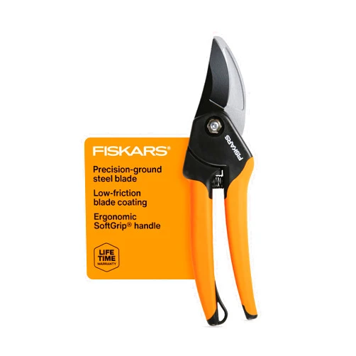 Fiskars Bypass Pruning Shears, 5/8-Inch Cut Capacity SoftGrip Hand Pruner for Small Hands, Blade Stays Sharp Through Heavy Use with Rust Resistant, Low-Friction Coating