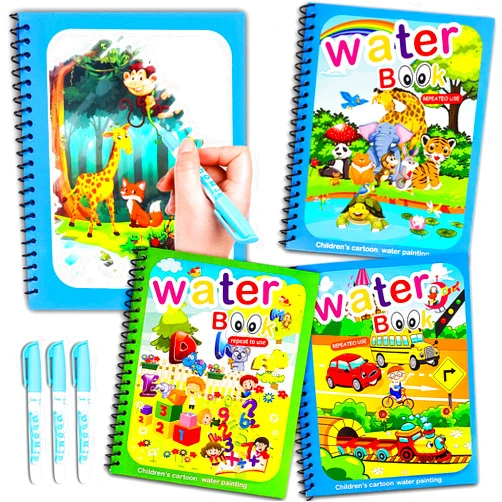 AIR BLOW AIR Water Coloring Books for Toddlers, Reusable Water Doodle Book Toys, Mess-Free Coloring Book, Toddler Toys & Activities for Girls Boy Easter Gift for 1 2 3 4 5 + Year Old (3 Pack)