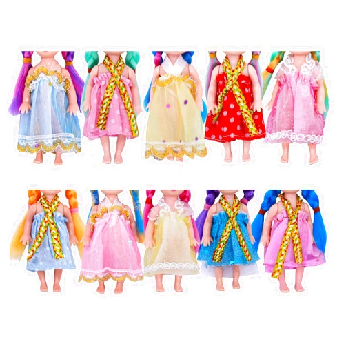 MLcnleS Doll Surprise Set - Cute Miniature Princess Dolls 4.1 Inch 5 Pack with Dresses 5 Doll Shoes - Tiny Family Dolls Dollhouse Mini Doll Girls Closet, Collectible Toys for Kids Girls Birthday Gift (Random)