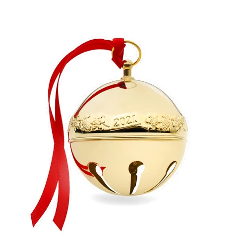 Wallace 32nd Edition 2021 Gold Plated Sleigh Bell Ornament, Gold,Christmas