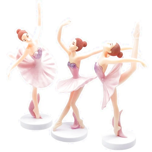 JJYHEHOT 3 PCS Dancing Ballerina Girl Figurine, Ballerina Figurine Cake Topper, Pink Ballet Girl Figure Cake Decoration