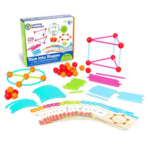 Learning Resources Dive into Shapes! A Sea and Build Geometry Set, 129 Pieces, Ages 6+, Geometry for Kids, Develops Shape Recognition, Back to School Games,3D Shapes for Kids