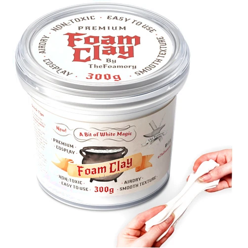The Foamory Moldable Cosplay Foam Clay (300g White) High Density Air Dry Clay, EVA Foam Sands Paints Easily, Non-Toxic Safe for Kids, Adults & Crafts