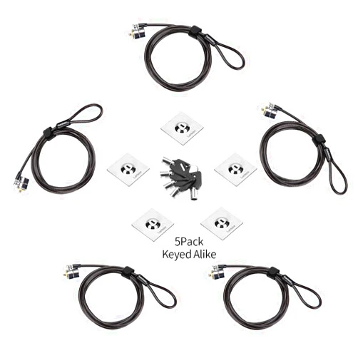 LORADAR 5Pack Laptop Cable Lock Hardware Security Cable Lock Anti Theft 5Keys 6.7Ft Compatible for Tablet Laptops, iMac,Out Door TV,Mac Mini,& Other Devices Longer Cable（ 5PCS keyed Alike）